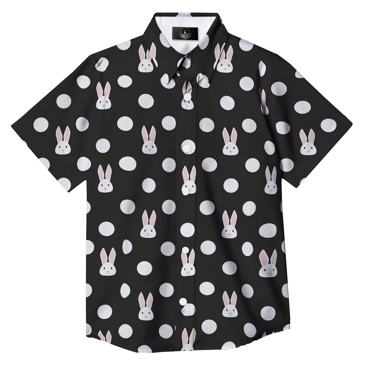 Rabbit Polka Dot Print Pattern Button Up Shirt-grizzshop