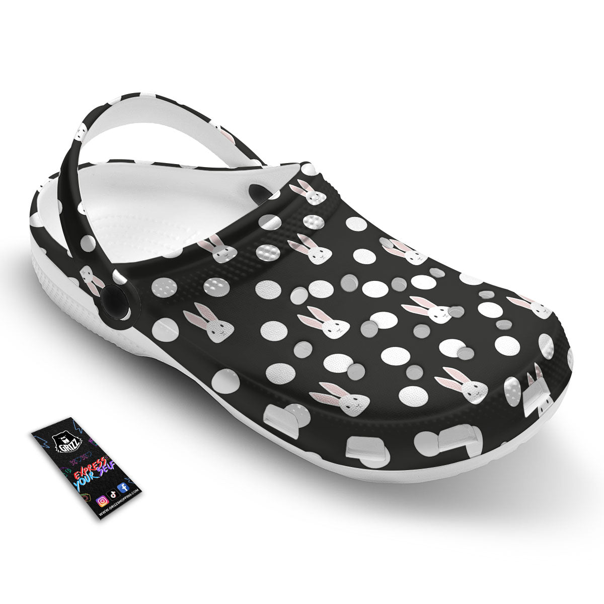 Rabbit Polka Dot Print Pattern Clog-grizzshop