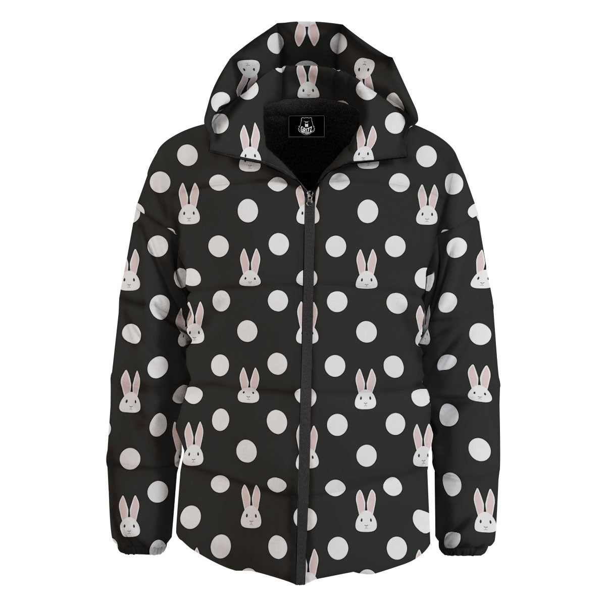 Rabbit Polka Dot Print Pattern Down Jacket-grizzshop