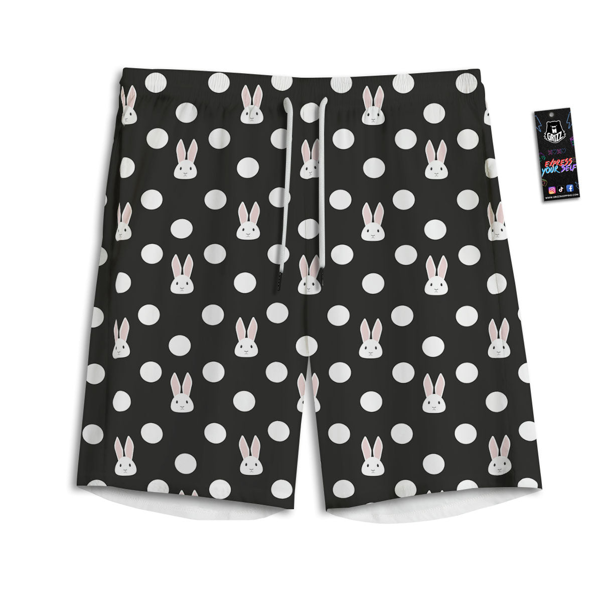 Rabbit Polka Dot Print Pattern Men's Athletic Shorts