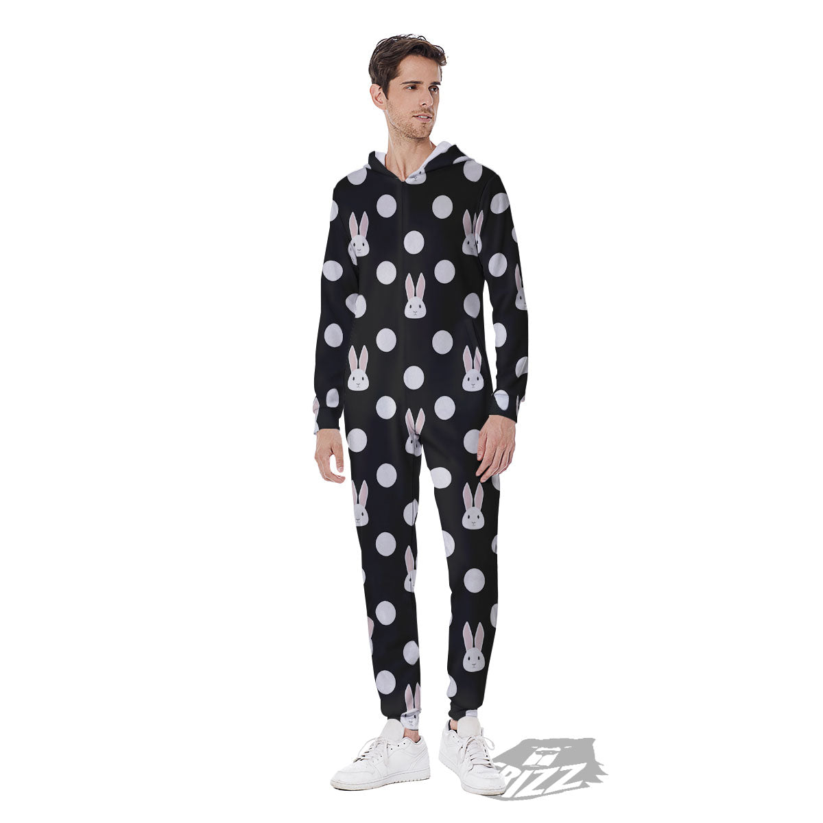 Rabbit Polka Dot Print Pattern Men's Jumpsuit-grizzshop