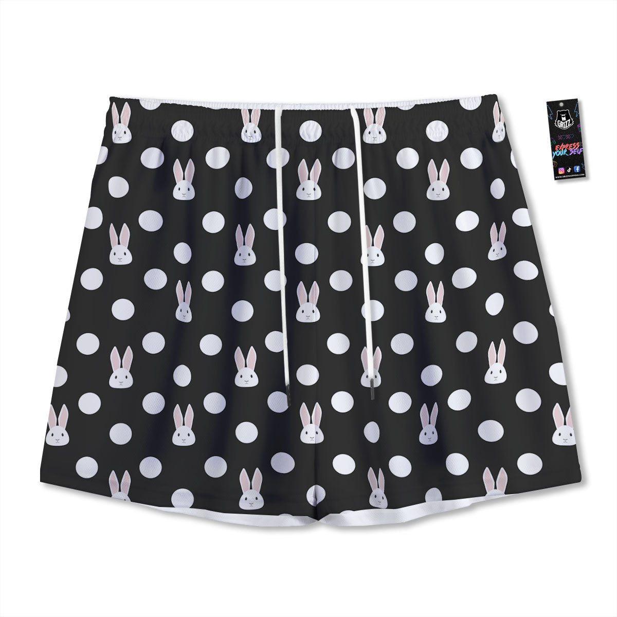 Rabbit Polka Dot Print Pattern Mesh Shorts