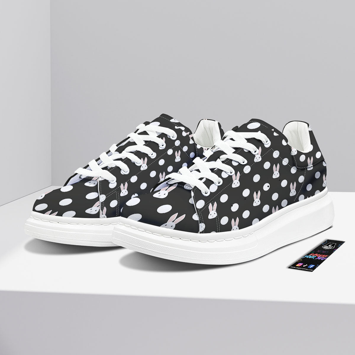 Rabbit Polka Dot Print Pattern Platform Shoes-grizzshop
