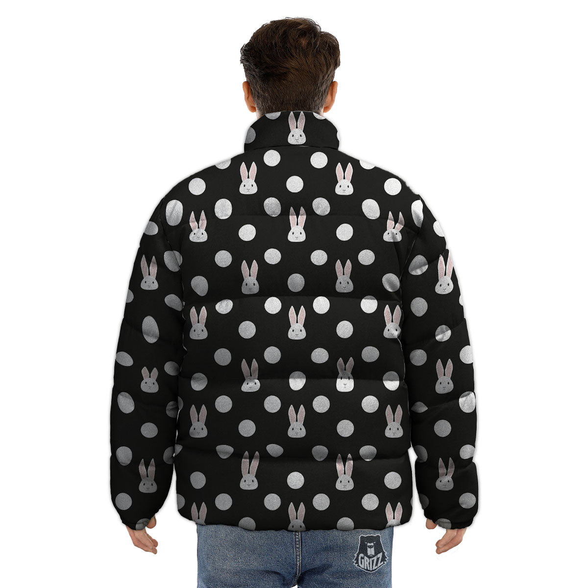Rabbit Polka Dot Print Pattern Puffer Jacket-grizzshop