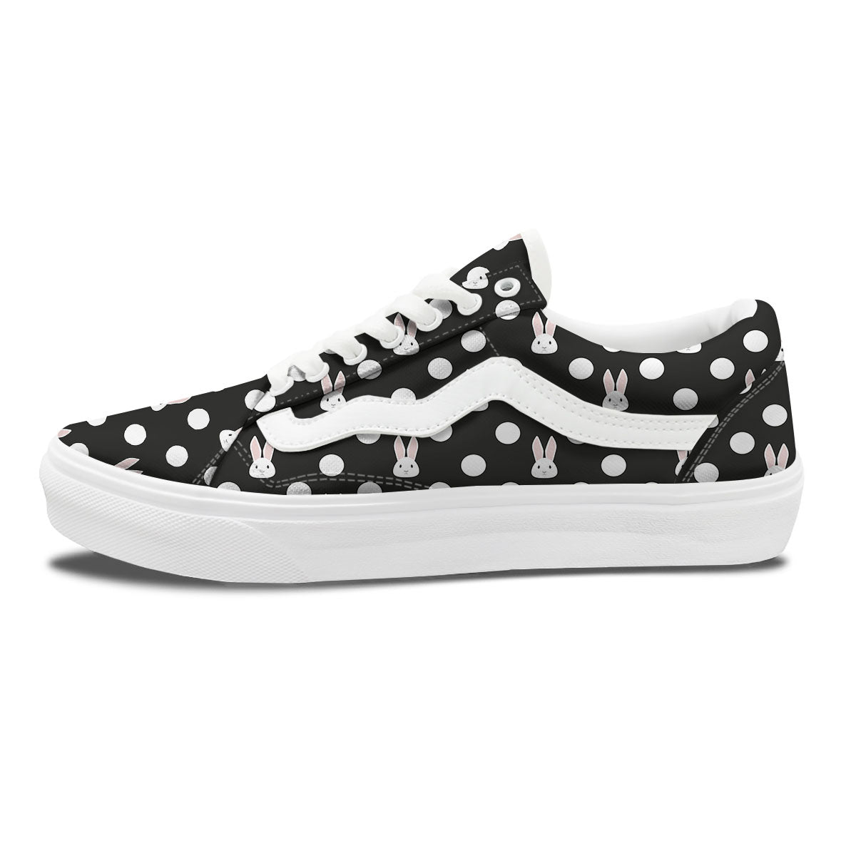 Rabbit Polka Dot Print Pattern Skate Shoes-grizzshop
