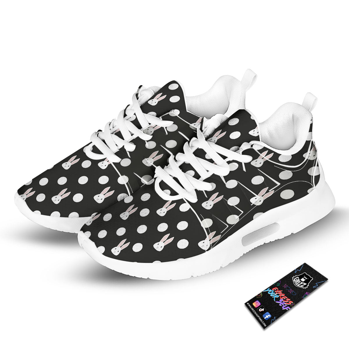 Rabbit Polka Dot Print Pattern Tennis Shoes-grizzshop