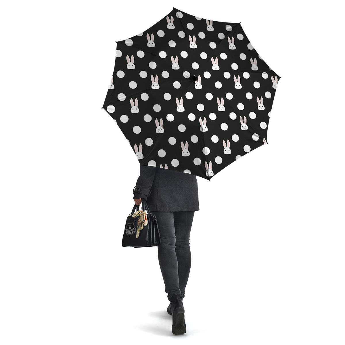 Rabbit Polka Dot Print Pattern Umbrella-grizzshop