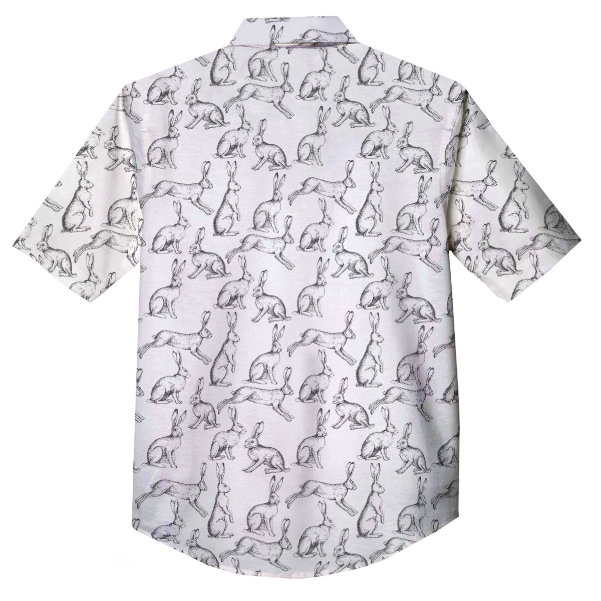 Rabbit White And Black Print Pattern Button Up Shirt-grizzshop