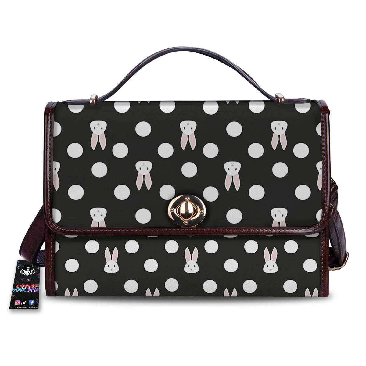 Rabbit Polka Dot Print Pattern Women's Satchel Bag