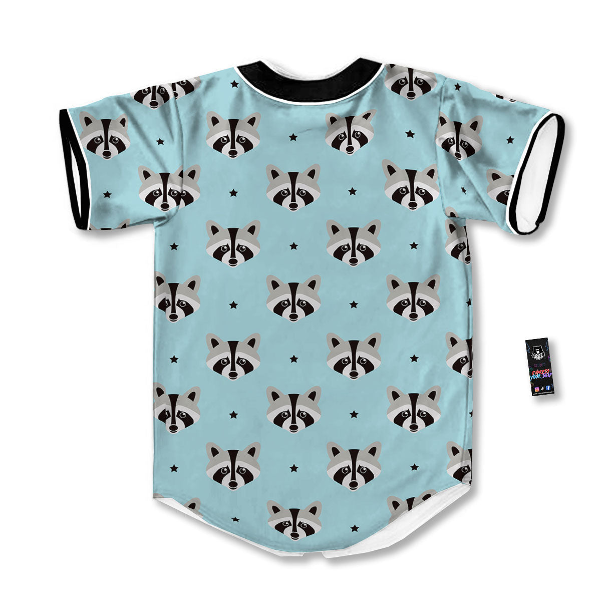 Raccoon Cartoon Print Pattern Baseball Jersey-grizzshop