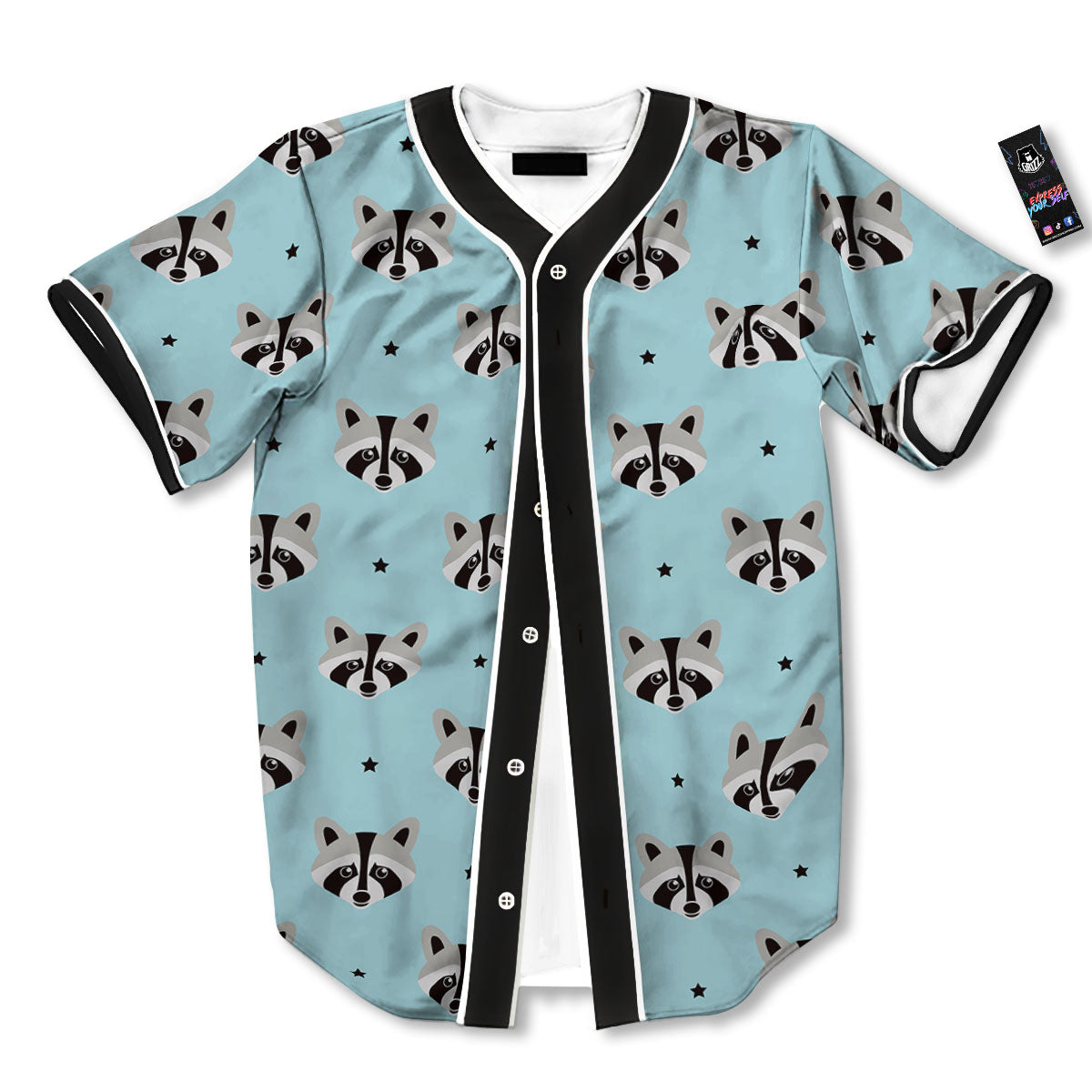Raccoon Cartoon Print Pattern Baseball Jersey-grizzshop