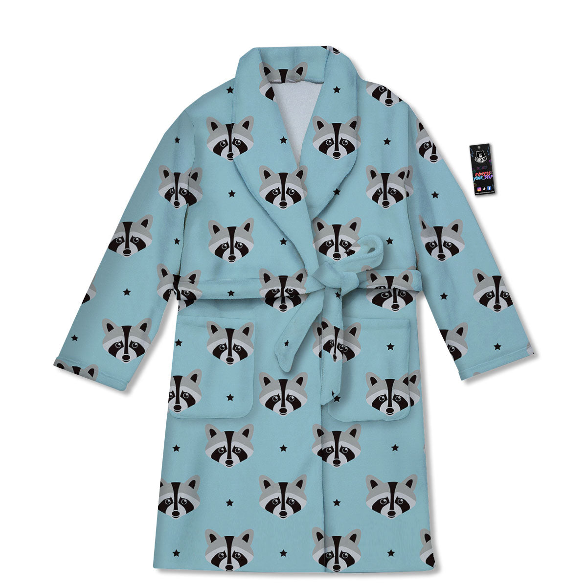 Raccoon Cartoon Print Pattern Bathrobe-grizzshop