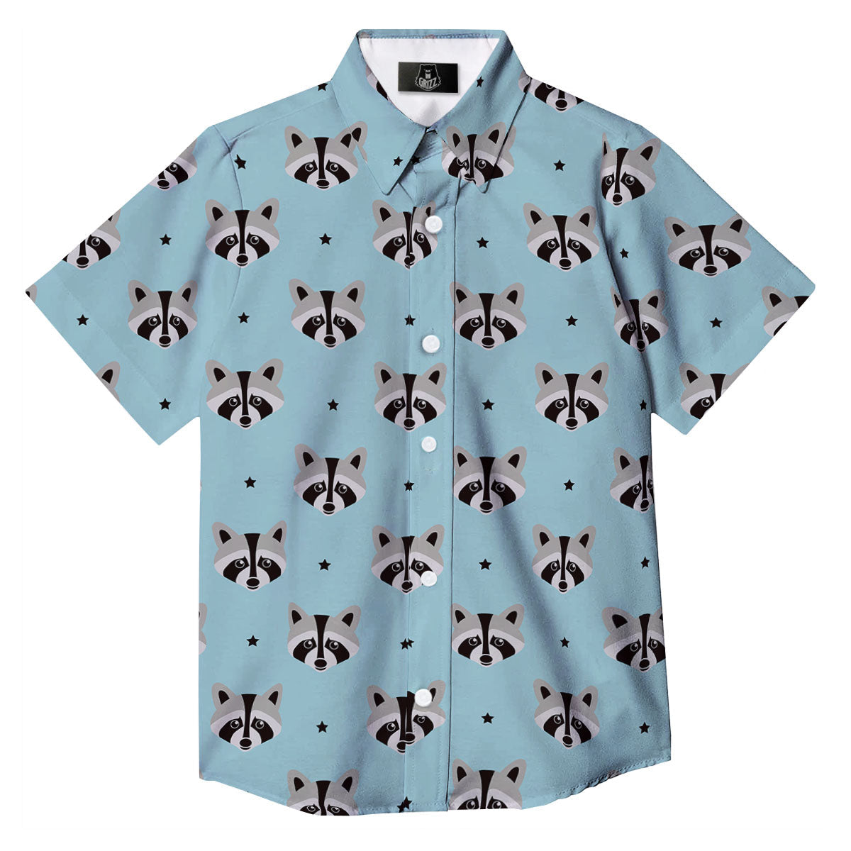 Raccoon Cartoon Print Pattern Button Up Shirt-grizzshop