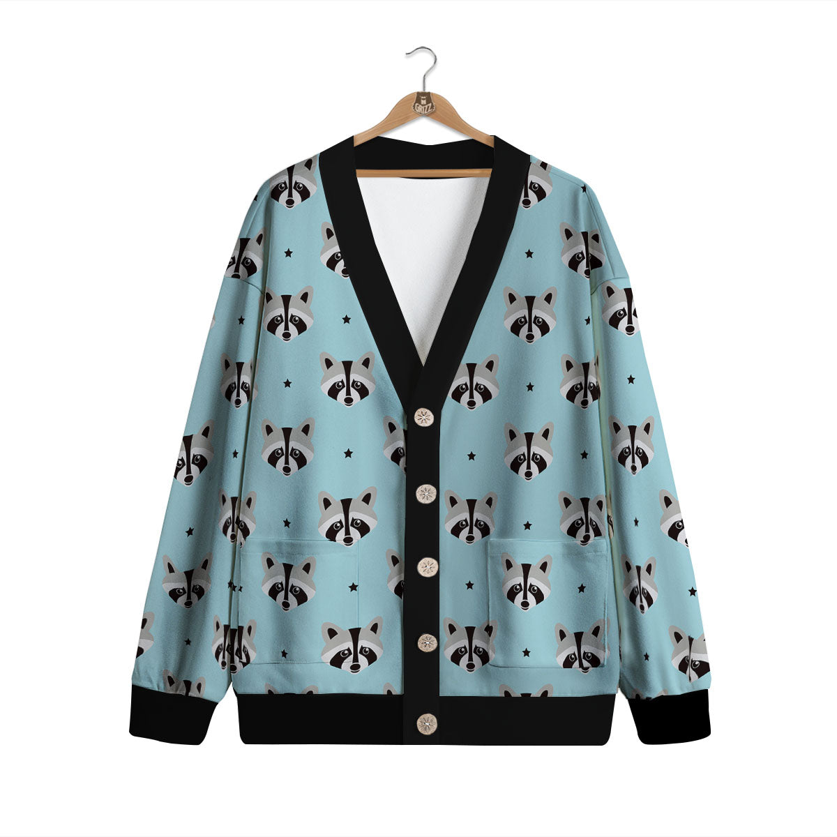 Raccoon Cartoon Print Pattern Cardigan-grizzshop