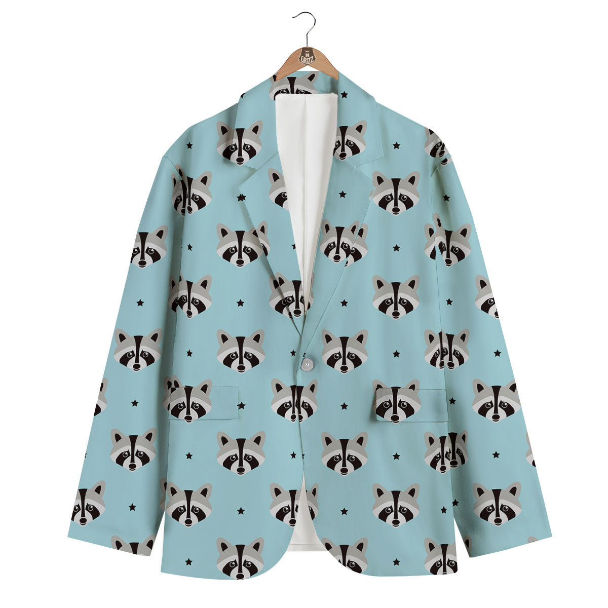 Raccoon Cartoon Print Pattern Men's Blazer-grizzshop