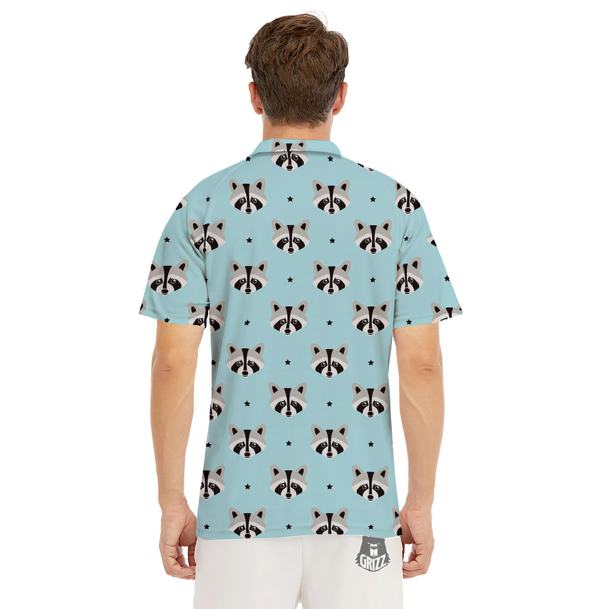 Raccoon Cartoon Print Pattern Men's Golf Shirts-grizzshop