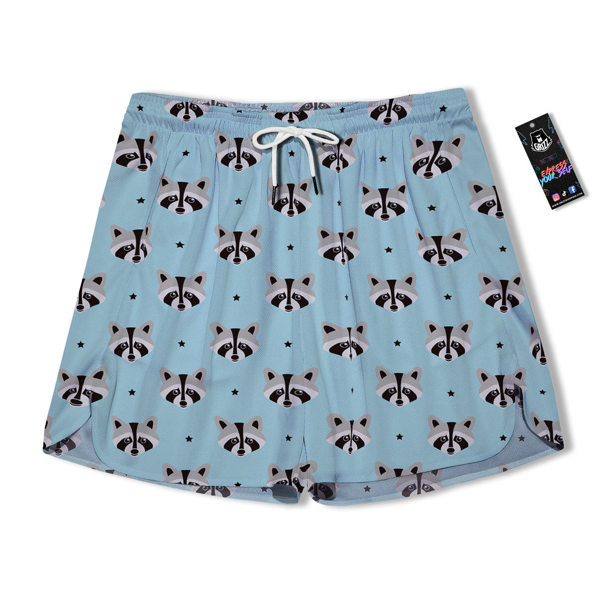 Raccoon Cartoon Print Pattern Men's Running Shorts-grizzshop