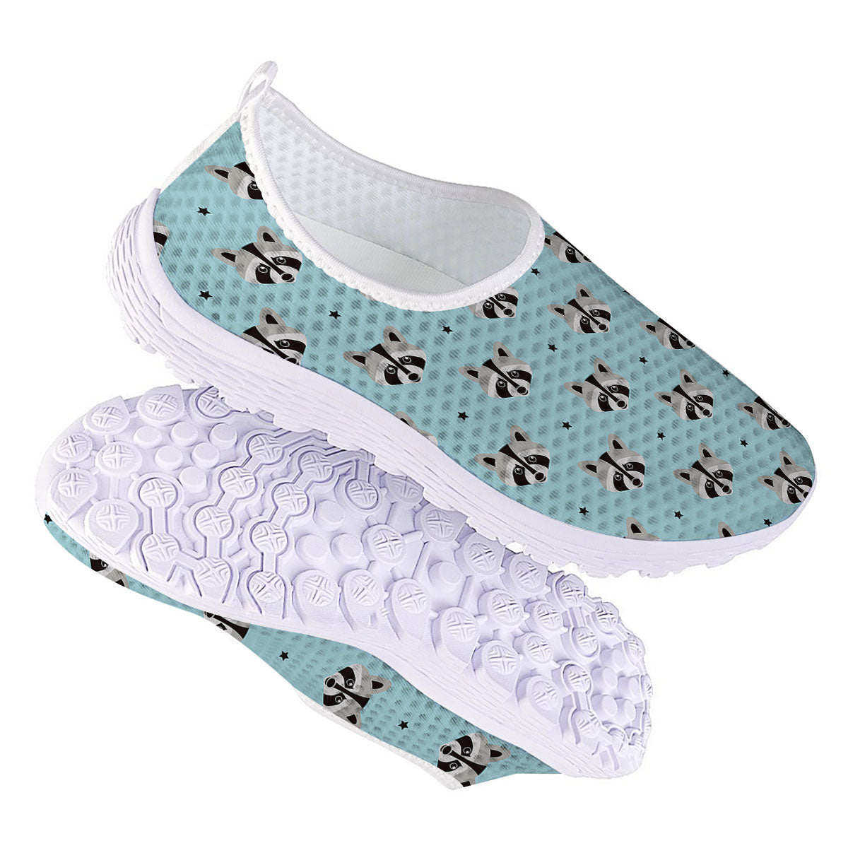 Raccoon Cartoon Print Pattern Nurse Shoes-grizzshop