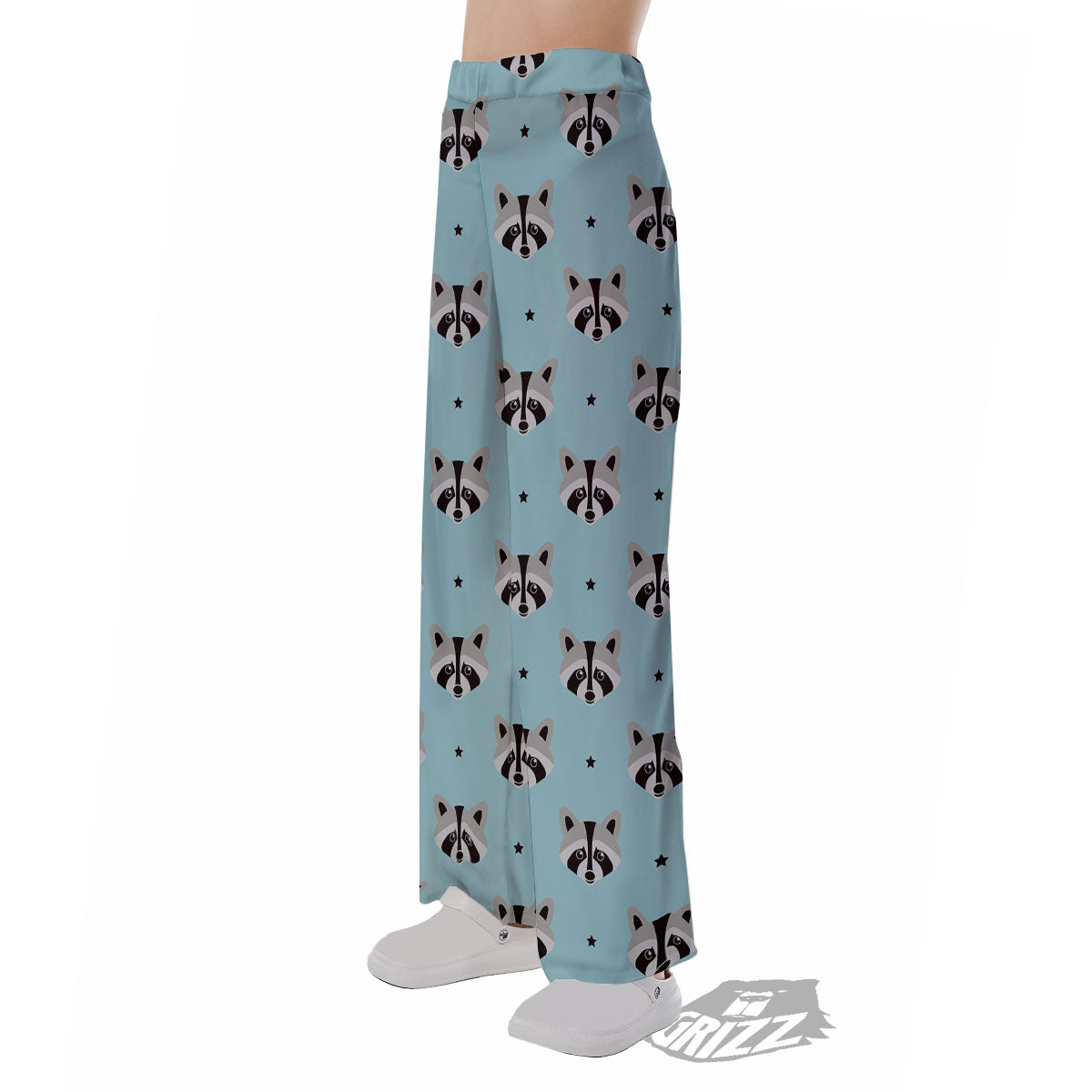Raccoon Cartoon Print Pattern Pajama Pants-grizzshop