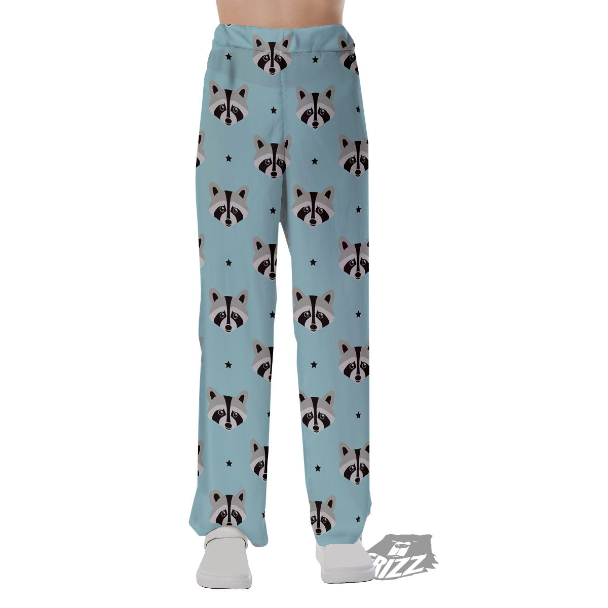 Raccoon Cartoon Print Pattern Pajama Pants-grizzshop