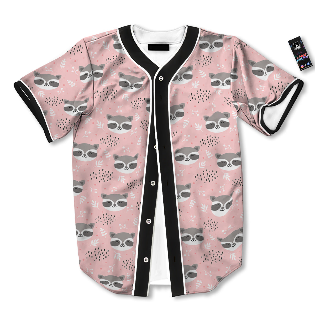 Raccoon Cute Print Pattern Baseball Jersey-grizzshop