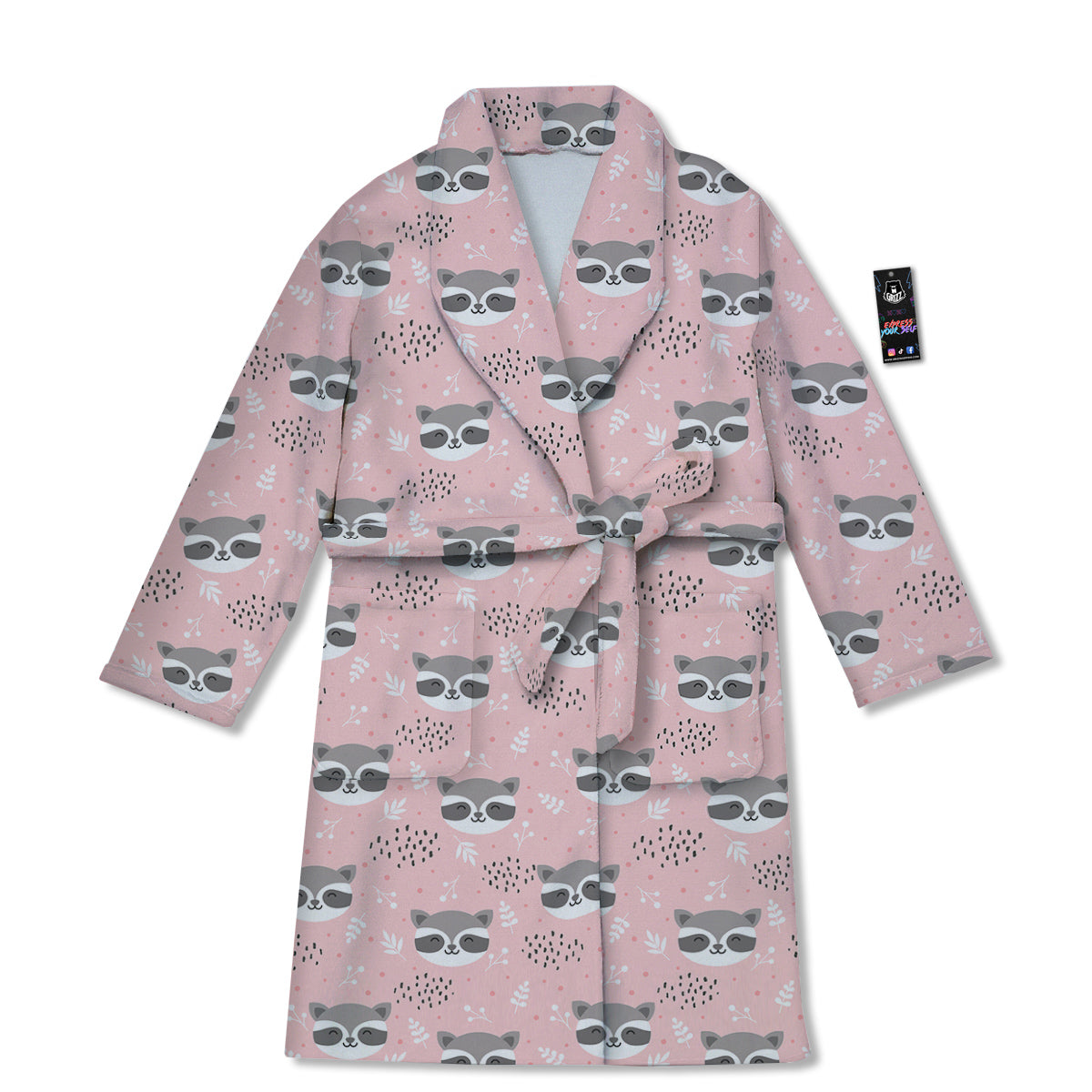 Raccoon Cute Print Pattern Bathrobe-grizzshop