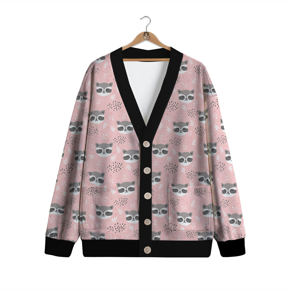Raccoon Cute Print Pattern Cardigan-grizzshop