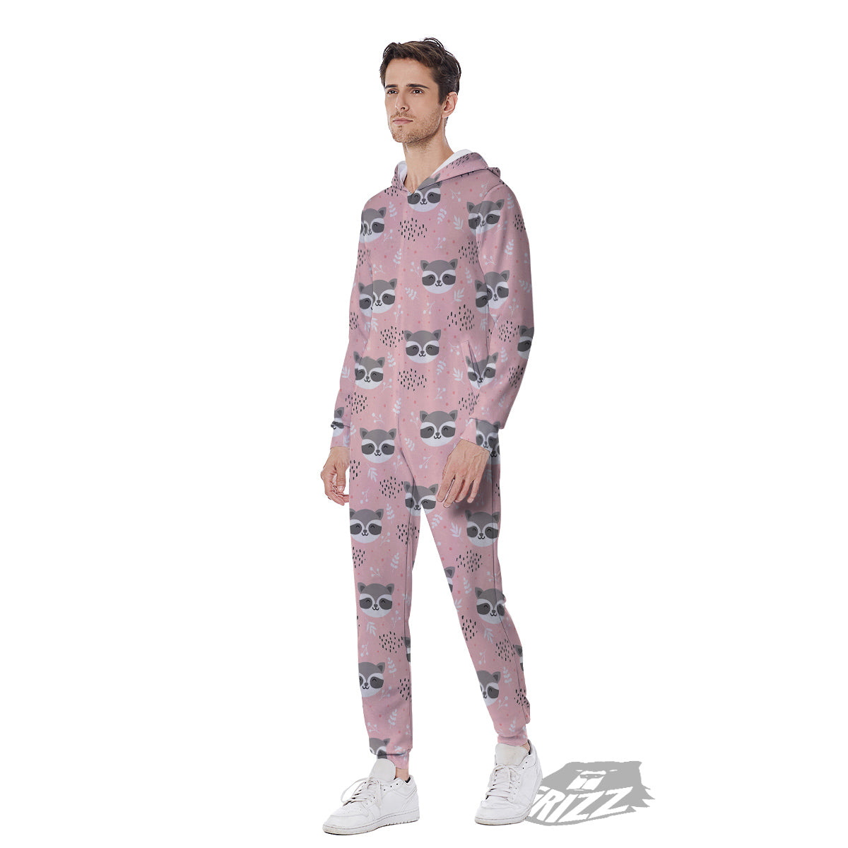 Raccoon Cute Print Pattern Men's Jumpsuit-grizzshop