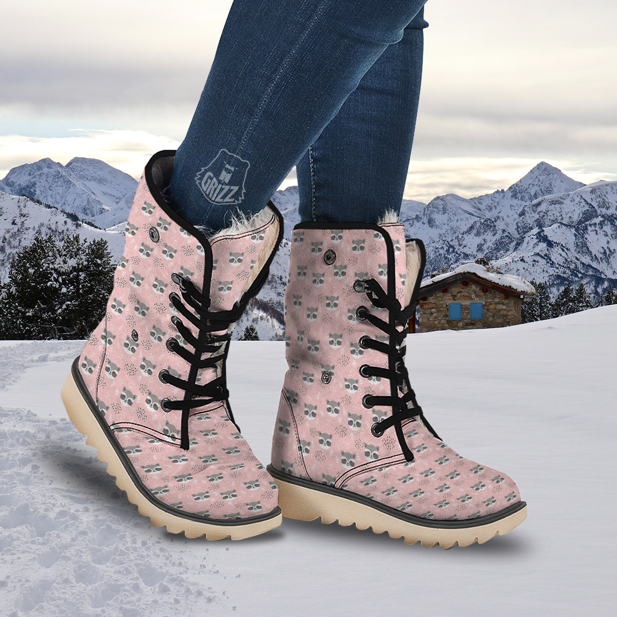 Raccoon Cute Print Pattern Snow Boots-grizzshop