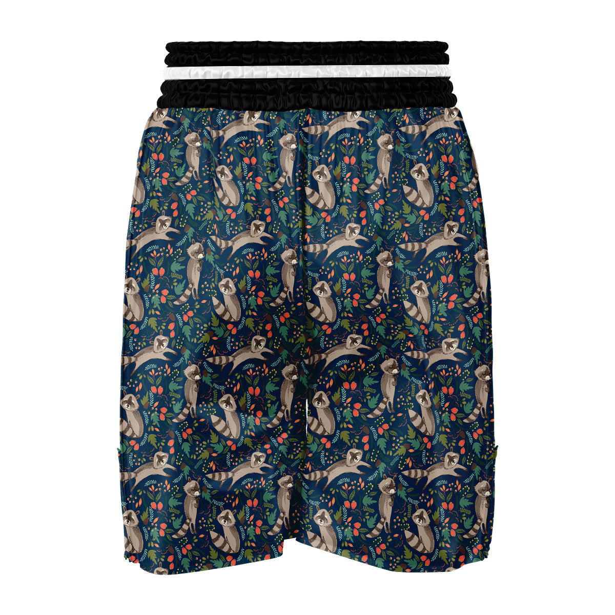Raccoon Floral Pattern Print Boxing Shorts-grizzshop