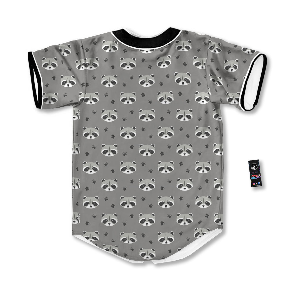 Raccoon Grey Print Pattern Baseball Jersey-grizzshop