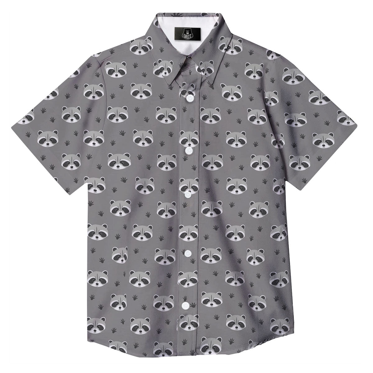 Raccoon Grey Print Pattern Button Up Shirt-grizzshop