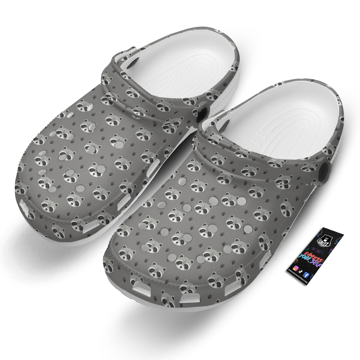 Raccoon Grey Print Pattern Clog-grizzshop