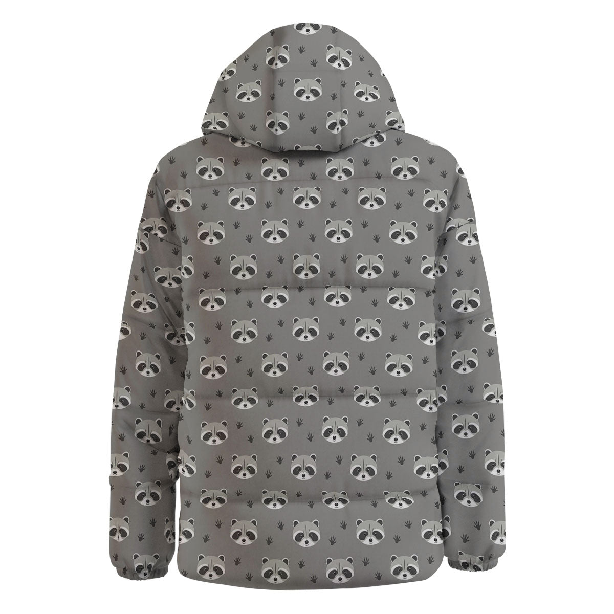 Raccoon Grey Print Pattern Down Jacket-grizzshop