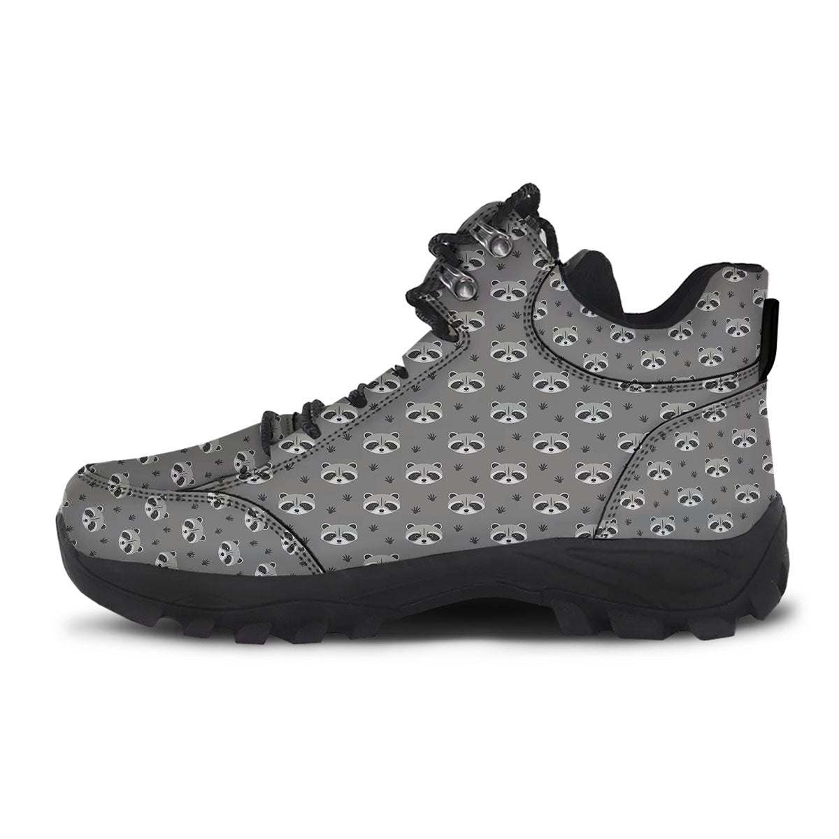 Raccoon Grey Print Pattern Hiking Shoes-grizzshop
