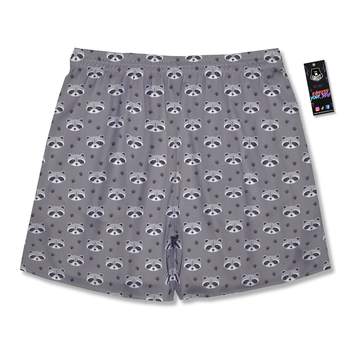 Raccoon Grey Print Pattern Men's Running Shorts-grizzshop