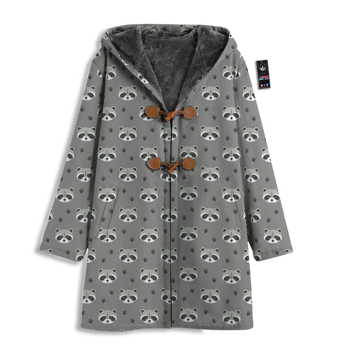 Raccoon Grey Print Pattern Men's Windbreaker Jacket-grizzshop