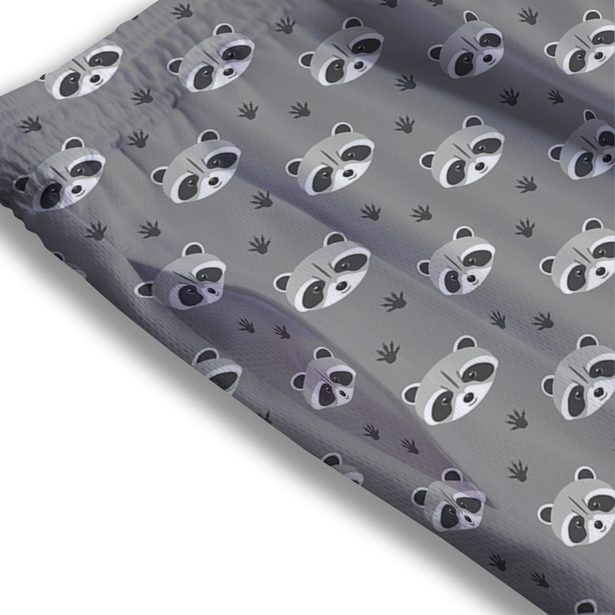 Raccoon Grey Print Pattern Mesh Shorts