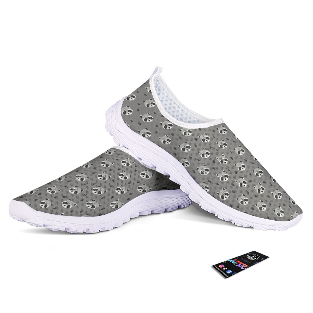 Raccoon Grey Print Pattern Nurse Shoes-grizzshop