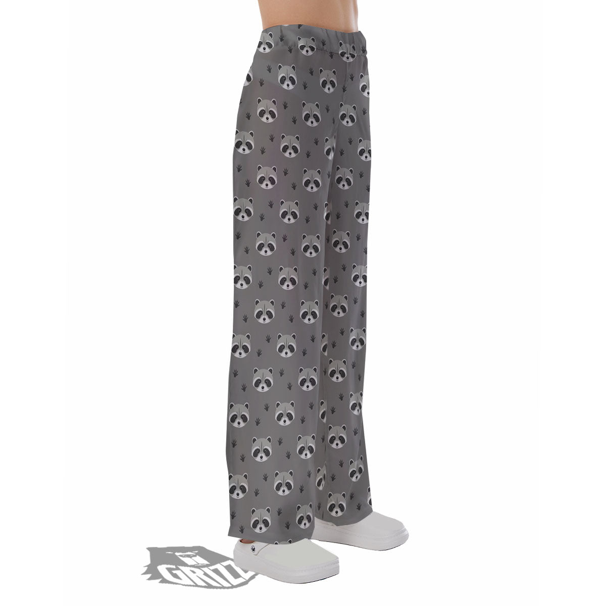 Raccoon Grey Print Pattern Pajama Pants-grizzshop