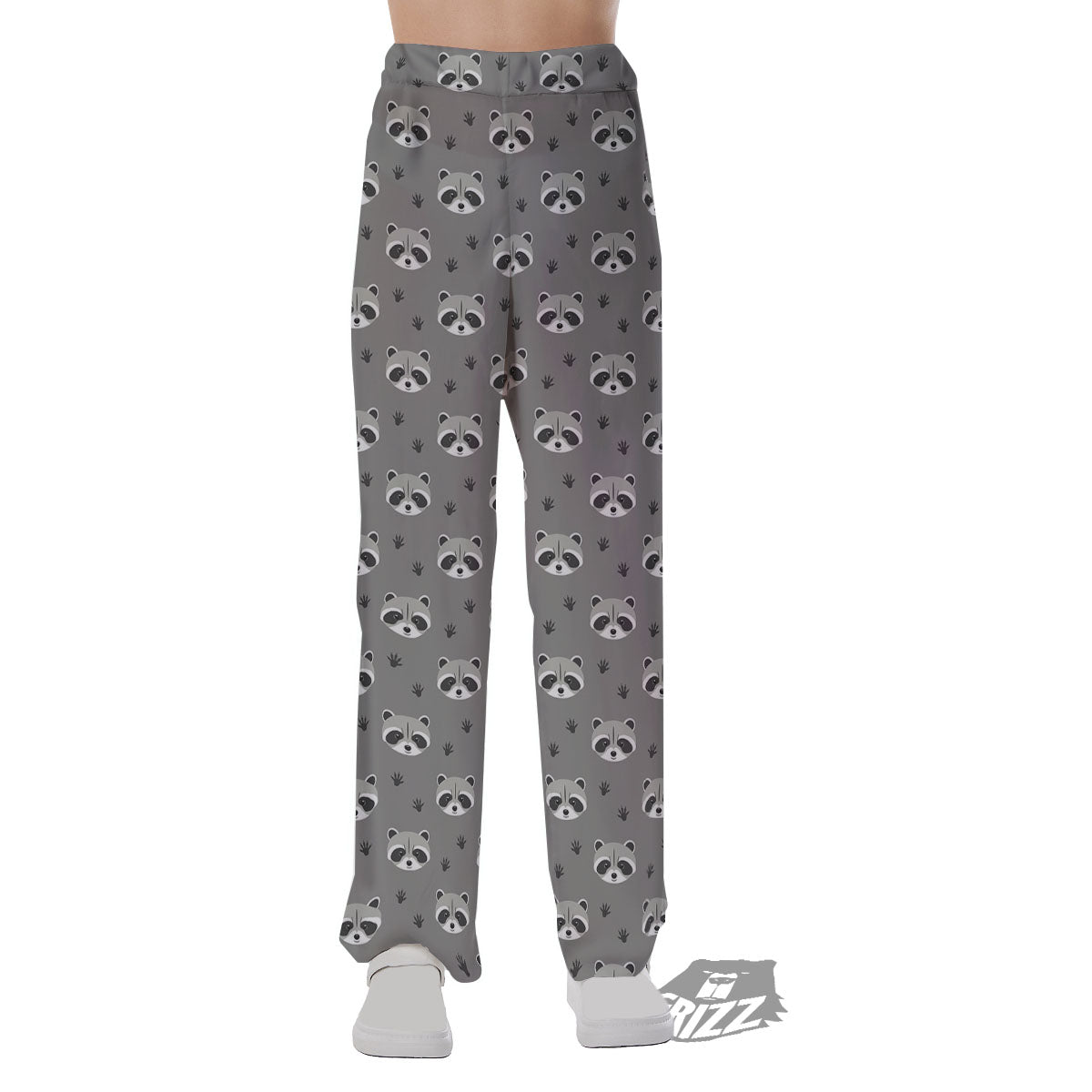 Raccoon Grey Print Pattern Pajama Pants-grizzshop
