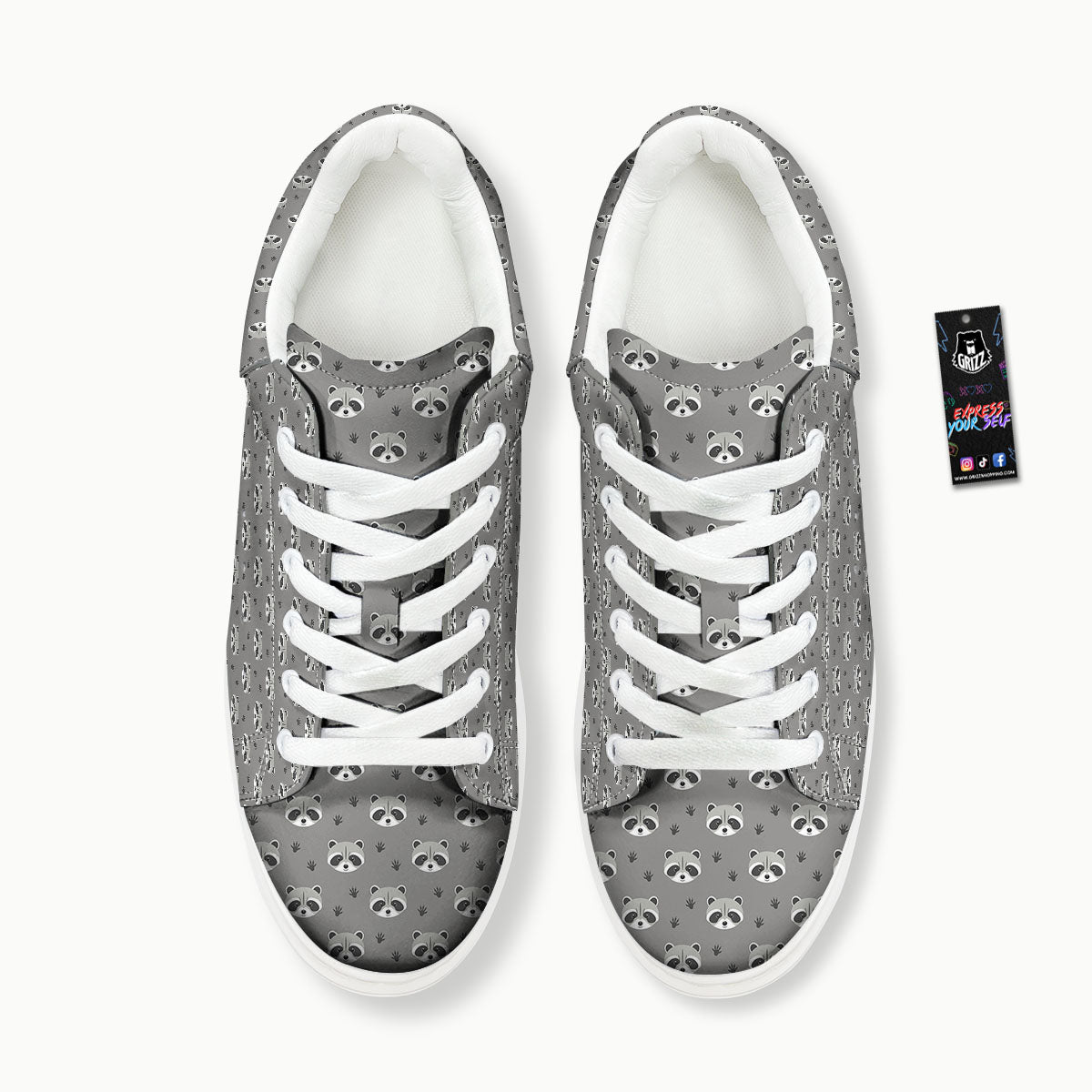 Raccoon Grey Print Pattern Platform Shoes-grizzshop