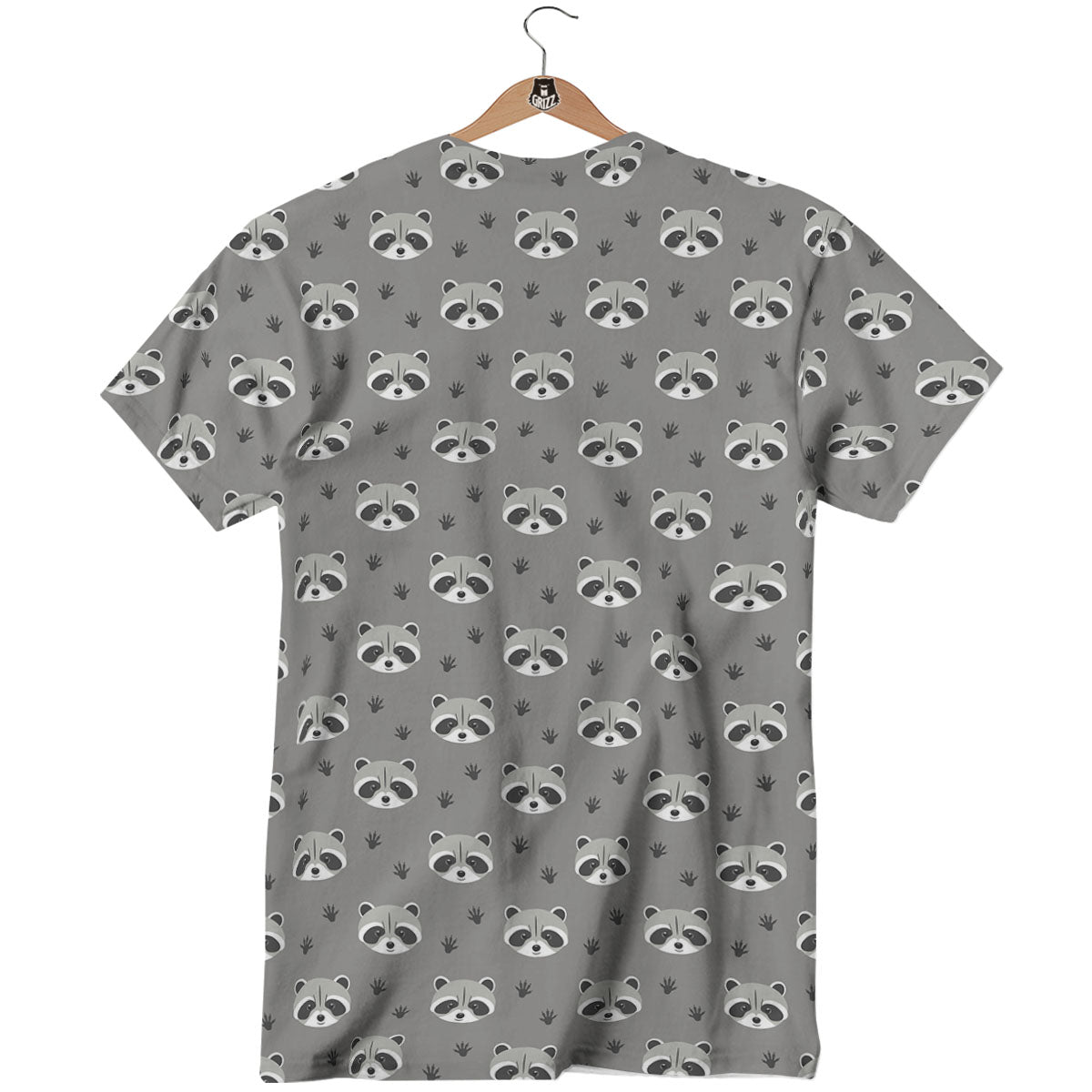 Raccoon Grey Print Pattern T-Shirt-grizzshop