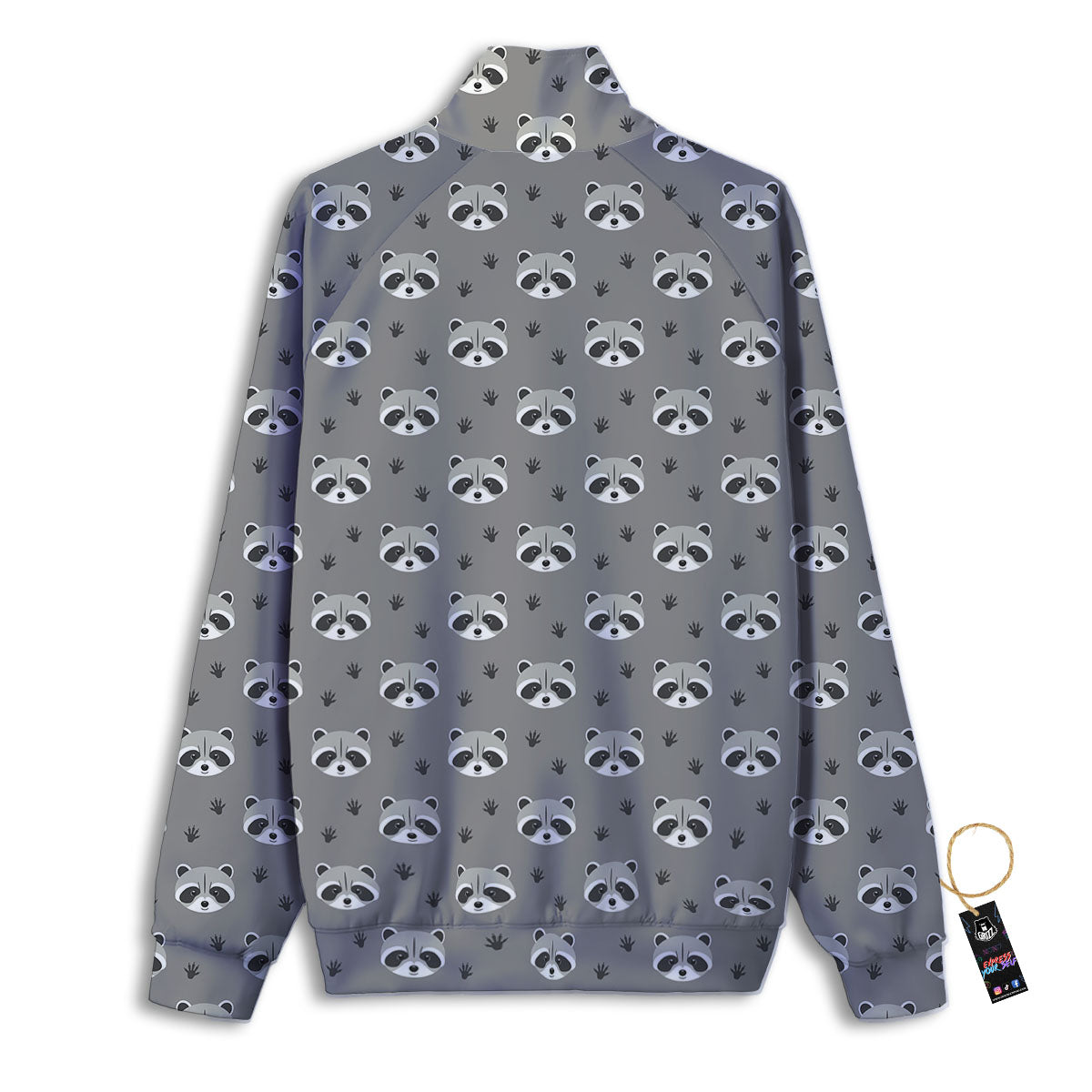 Raccoon Grey Print Pattern Track Jacket-grizzshop
