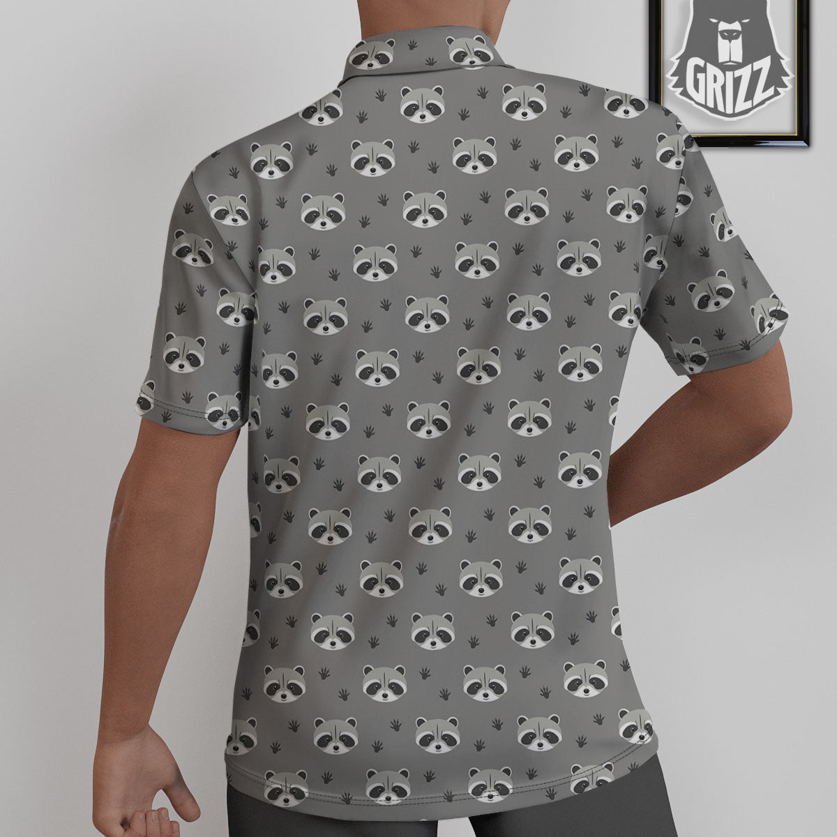 Raccoon Grey Print Pattern Untucked Shirts-grizzshop