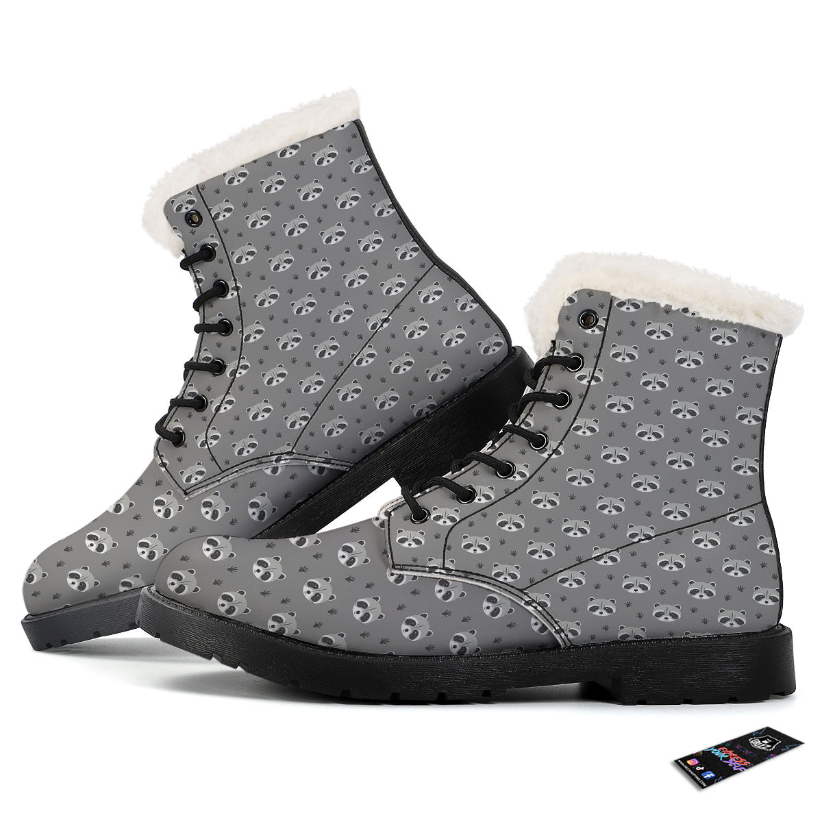 Raccoon Grey Print Pattern Winter Boots-grizzshop