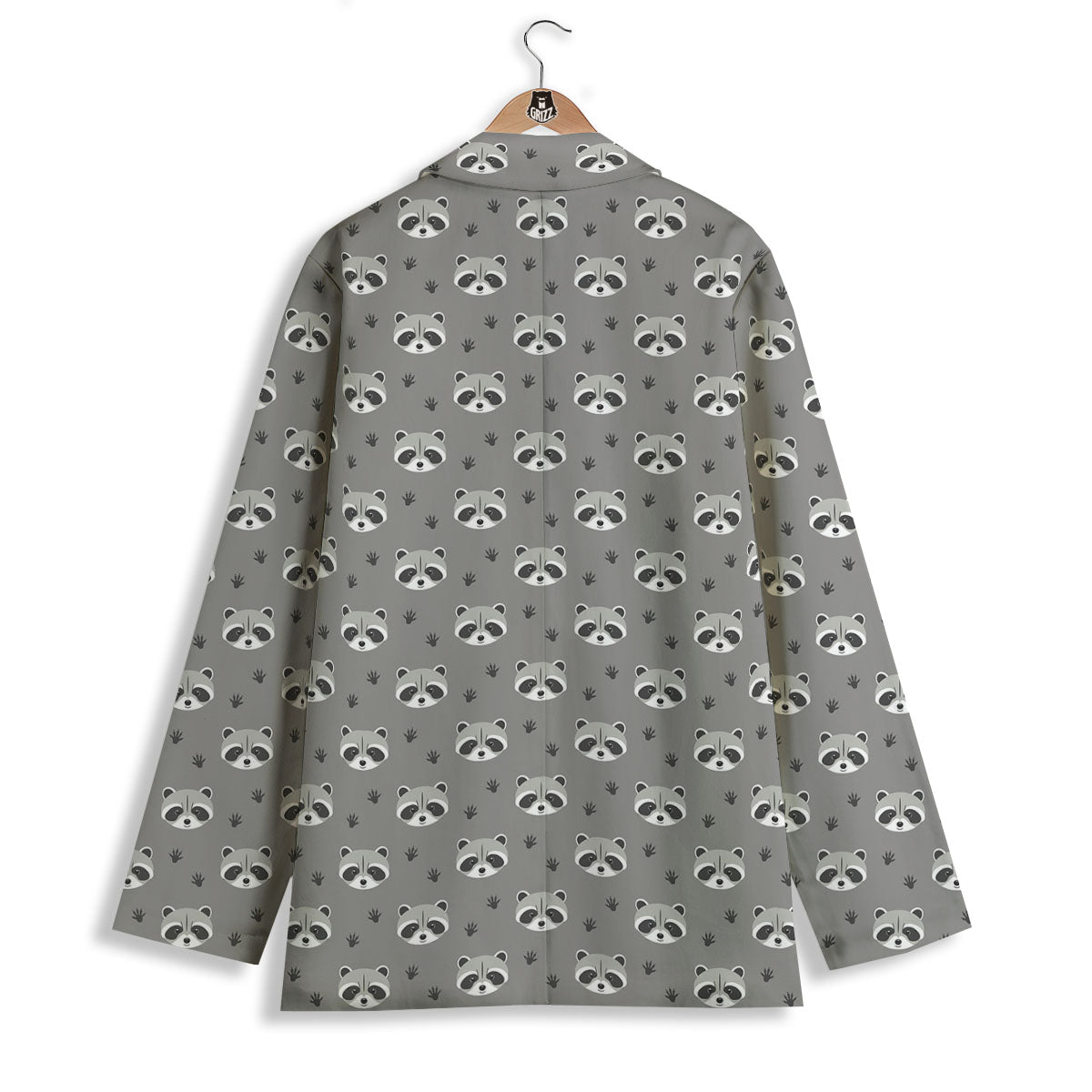 Raccoon Grey Print Pattern Women's Blazer-grizzshop