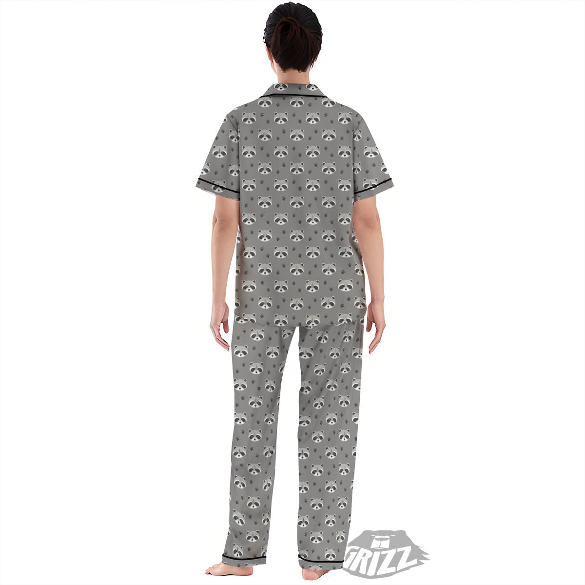 Raccoon Grey Print Pattern Women's Pajamas Set-grizzshop