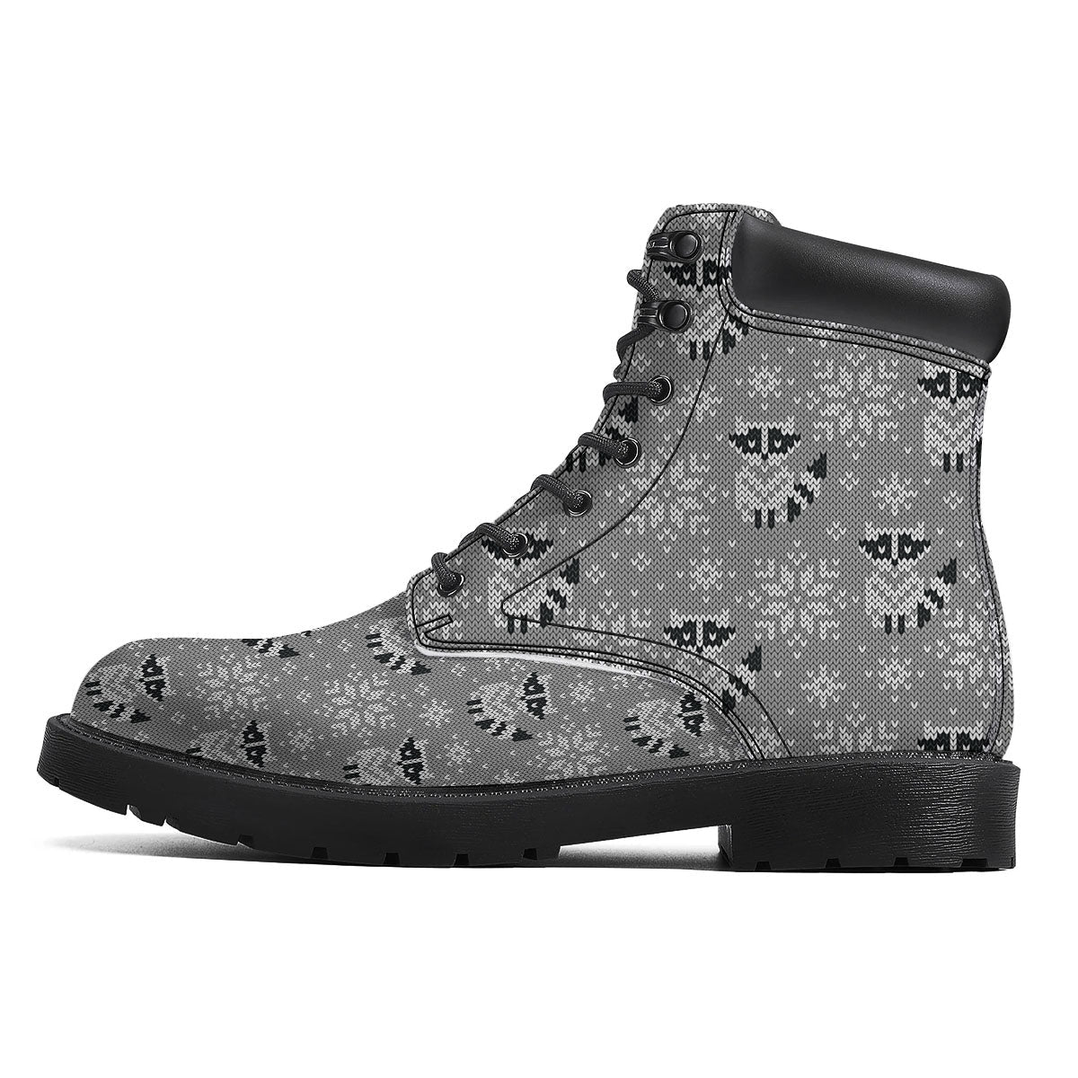 Raccoon Knitted Print Pattern Boots-grizzshop
