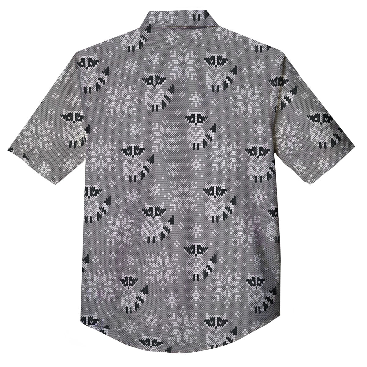 Raccoon Knitted Print Pattern Button Up Shirt-grizzshop